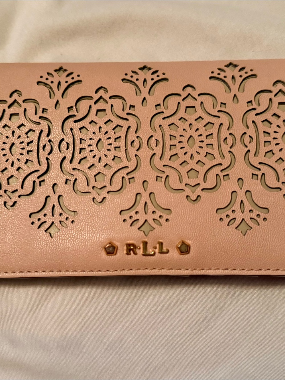 Pink Laser-Cut Ralph Lauren Clutch Wallet
